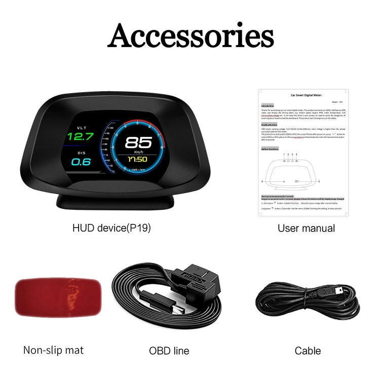 P19 Car HUD Head-up Display GPS Speed Meter Car OBD2 Fault Elimination Code - free shipping - PMC TechLife - Order now!