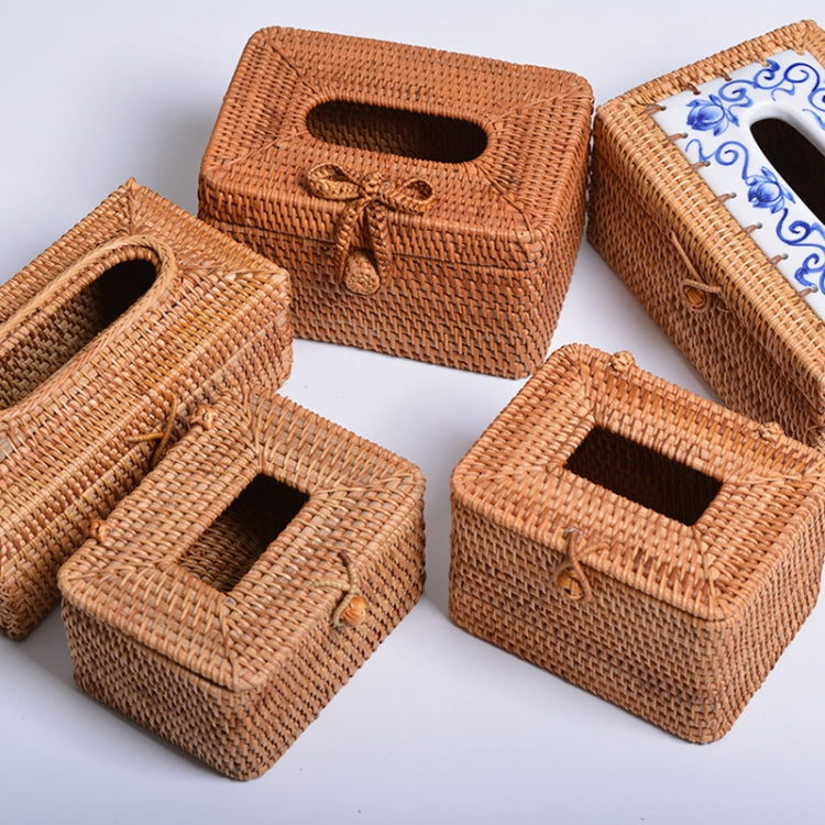 ZJH01 Square Shape Restaurant Desktop Rattan Braided Tissue Storage Box Case - Storage Boxes by PMc TechLife | Online Shopping South Africa | PMc TechLife | Buy Now Pay Later Mobicred