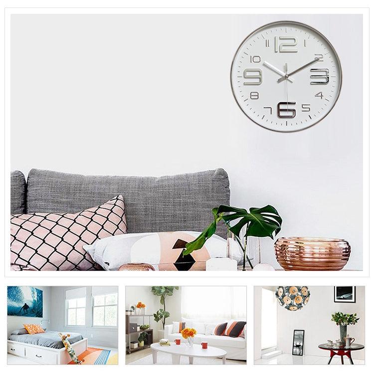 12 inch Creative Decorative Round Shape Living Room Simple Modern Quartz Wall Clock(Silver) - Wall Clock by PMc TechLife | Online Shopping South Africa | PMc TechLife | Buy Now Pay Later Mobicred
