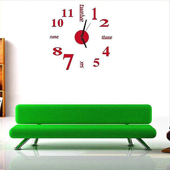 Lovelife WC37130 Acrylic English Digital DIY Stereo Wall Clock Wall Stick Clock (Red) - Wall Clock by PMc TechLife | Online Shopping South Africa | PMc TechLife | Buy Now Pay Later Mobicred