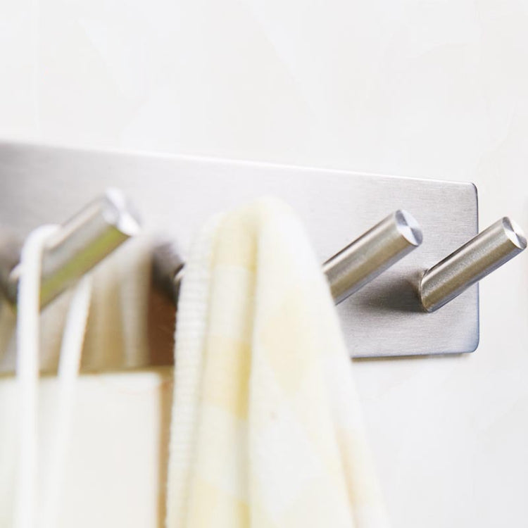 Stainless Steel Four Oblique Row Hook Bathroom Non-perforated Storage Clothes Rack - Hook by PMC TechLife | Online Shopping South Africa | PMC TechLife | Buy Now Pay Later Mobicred