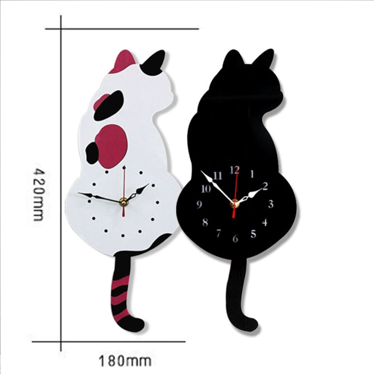 42x18cm Home Office Bedroom Decoration Battery Operated Cat Shaped Wall Clock with Swinging Tails(White) - Wall Clock by PMC TechLife | Online Shopping South Africa | PMC TechLife | Buy Now Pay Later Mobicred
