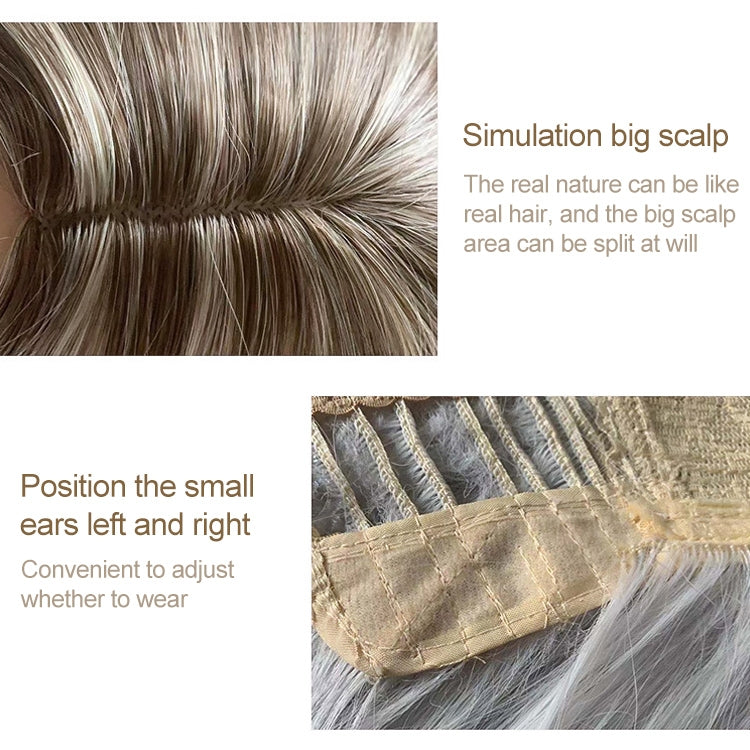 A557 Ladies Mid-point Big Wave Linen Brown Mixed Color Long Curly Wig - free shipping - PMC TechLife - Order now!