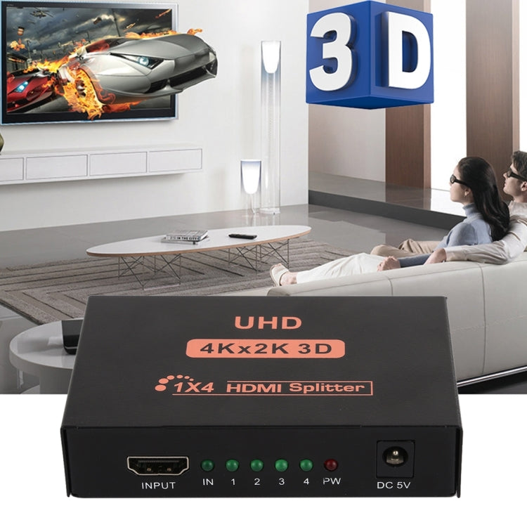 CY10 UHD 4K x 2K 3D 1 x 4 HDMI Splitter (UK Plug) - Splitter by PMC TechLife | Online Shopping South Africa | PMC TechLife | Buy Now Pay Later Mobicred
