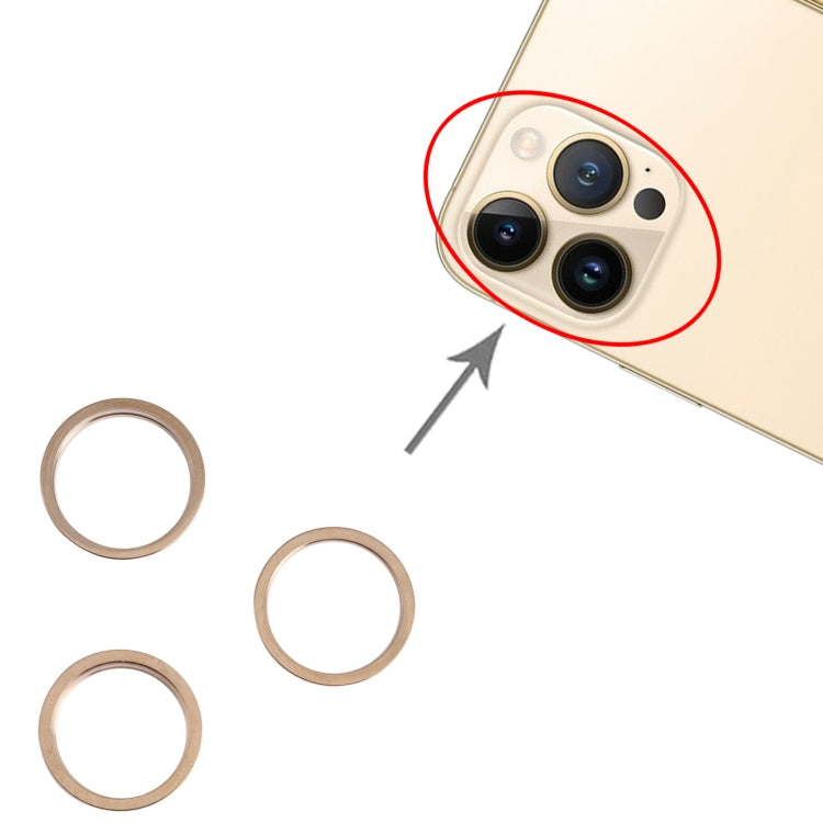 3 PCS Rear Camera Glass Lens Metal Outside Protector Hoop Ring for iPhone 13 Pro(Gold) - Camera Series by PMc TechLife | Online Shopping South Africa | PMc TechLife | Buy Now Pay Later Mobicred