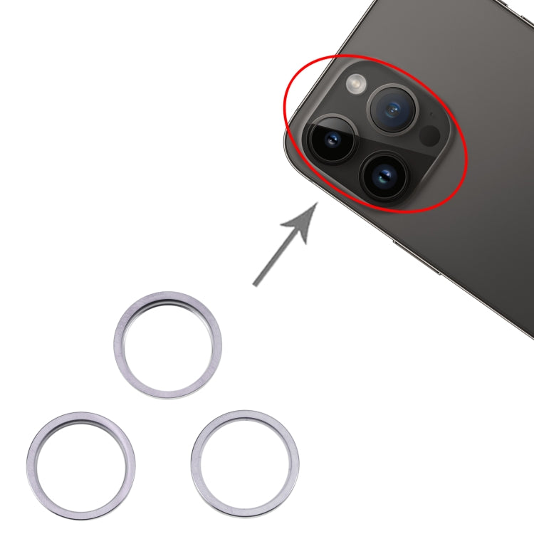 For iPhone 14 Pro 3PCS Rear Camera Glass Lens Metal Outside Protector Hoop Ring(Grey) - Camera Series by PMc TechLife | Online Shopping South Africa | PMc TechLife | Buy Now Pay Later Mobicred