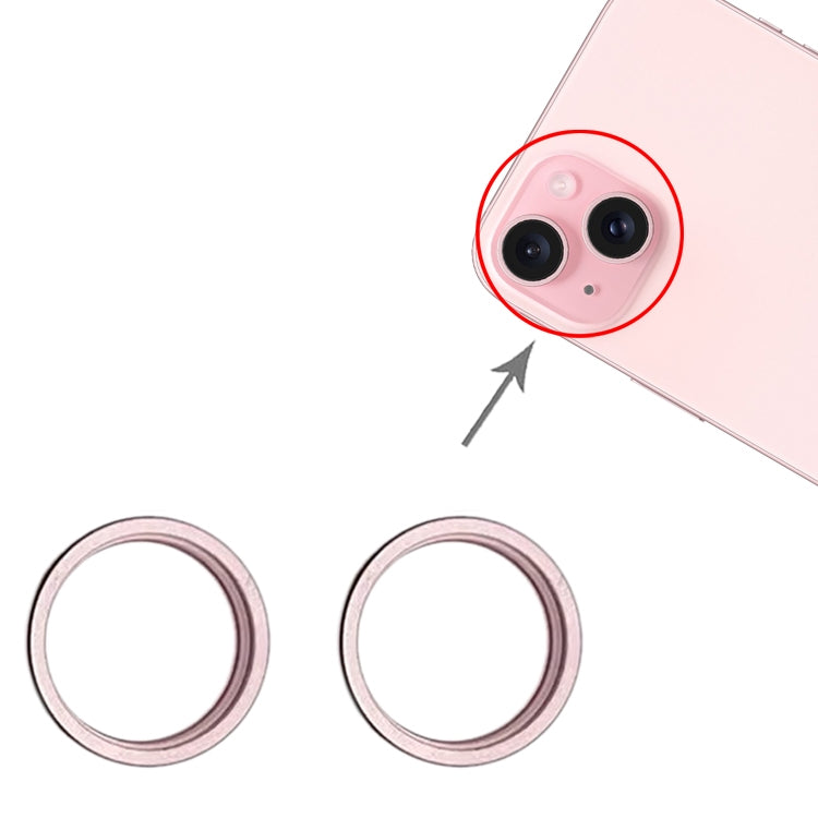 For iPhone 15 / 15 Plus 2pcs/set Rear Camera Glass Lens Metal Outside Protector Hoop Ring (Pink) - Camera Series by PMc TechLife | Online Shopping South Africa | PMc TechLife | Buy Now Pay Later Mobicred
