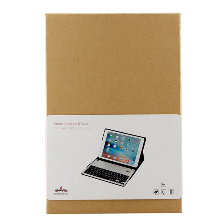 FT-1038B Detachable Bluetooth 3.0 Aluminum Alloy Keyboard + Lambskin Texture Leather Tablet Case for iPad Air / Air 2 / iPad Pro 9.7 inch, with Water Repellent / Three-gear Angle Adjustment / Magnetic / Sleep Function (Gold) - For iPad Pro by PMC TechLife | Online Shopping South Africa | PMC TechLife