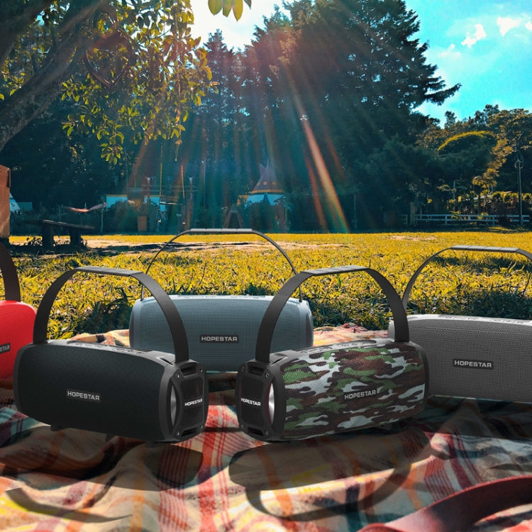 HOPESTAR H24 Pro TWS Portable Outdoor Waterproof Woven Textured Bluetooth Speaker with Rhythm Light, Support Hands-free Call & U Disk & TF Card & 3.5mm AUX & FM (Black) - free shipping - PMC Jewellery - Order now!