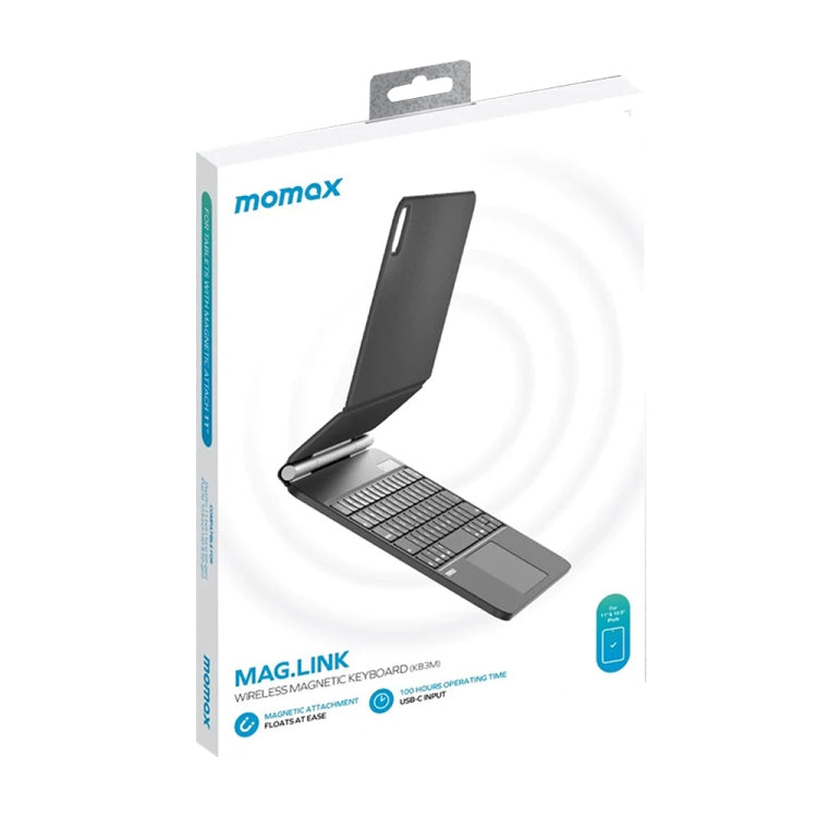 MOMAX KB3M MAG LINK Wireless Suspended Magnetic Keyboard Leather Case For iPad Pro 11 2022 / 2021 / 2020 / 2018 / Air 2022 / 2020 10.9 (Black) - free shipping - PMC TechLife - Order now!