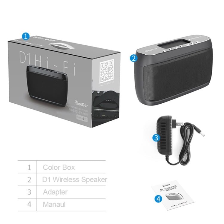 OneDer D1 60W Portable HiFi Bass Wireless Bluetooth Speaker, Support Hands-free / USB / AUX / TF (Grey) - free shipping - PMC Jewellery - Order now!