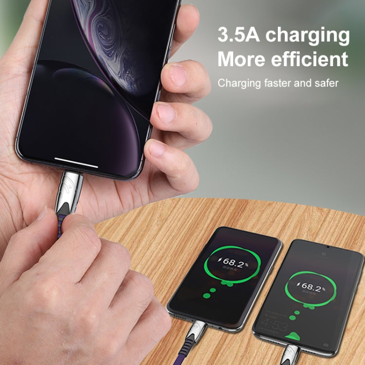 K051 1.2m 3 in 1 USB to 8 Pin + USB-C / Type-C + Micro USB Shark Fabric Data Cable(Blue) - free shipping - PMC Jewellery - Order now!