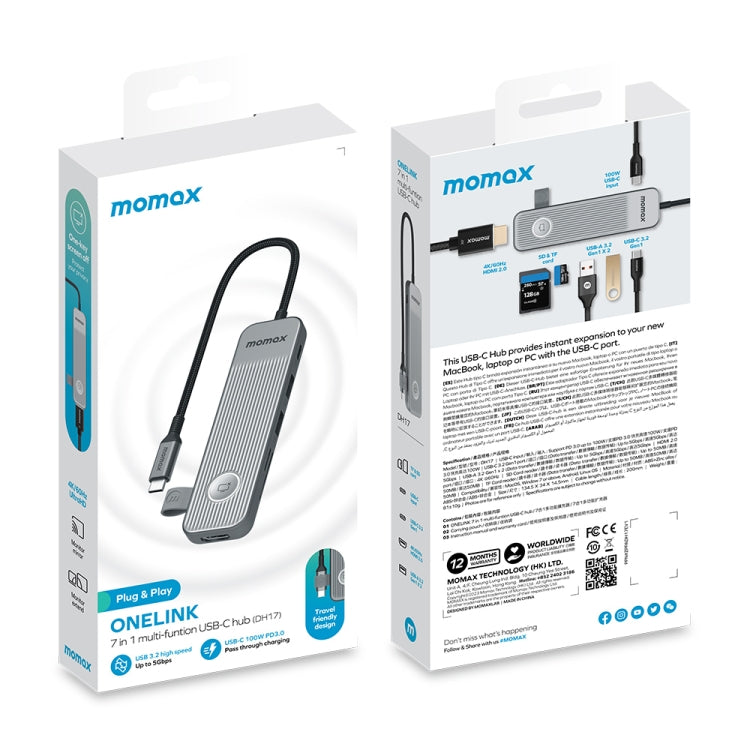 MOMAX DH17 7 in 1 ONELINK Travel Case Type-C to USB Docking Station HUB Adapter - free shipping - PMC Jewellery - Order now!