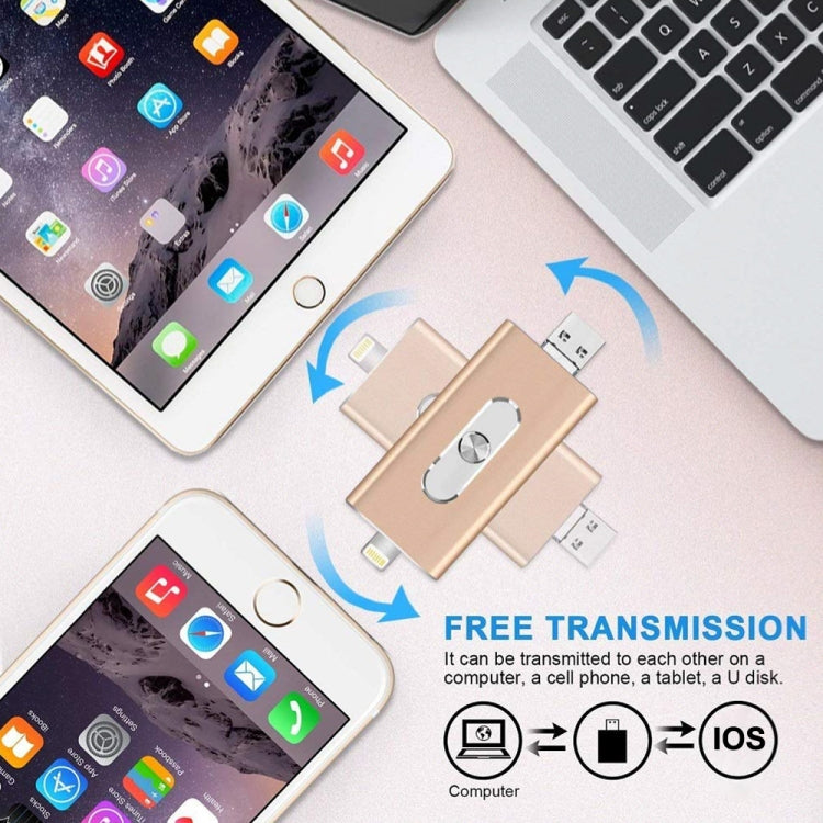 RQW-02 3 in 1 USB 2.0 & 8 Pin & Micro USB 16GB Flash Drive(Blue) - free shipping - PMC Jewellery - Order now!