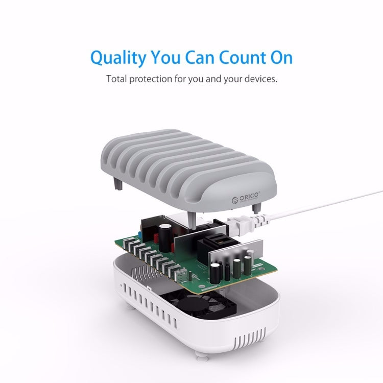 ORICO DUK-10P 120W 10 USB Ports Smart Charging Station with Phone & Tablet Stand, EU Plug(White) - free shipping - PMC TechLife - Order now!