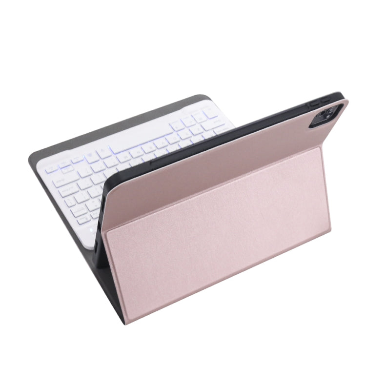 A11BS Ultra-thin ABS Detachable Bluetooth Keyboard Tablet Case with Backlight & Pen Slot & Holder for iPad Pro 11 2022 / 2021 / Air 5 / Air 4 (Rose Gold) - For iPad Pro by PMC TechLife | Online Shopping South Africa | PMC TechLife | Buy Now Pay Later Mobicred
