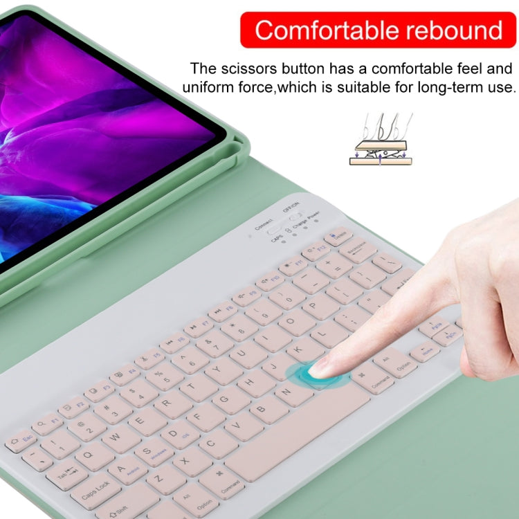 TG11B Detachable Bluetooth Pink Keyboard + Microfiber Leather Tablet Case for iPad Pro 11 inch (2020), with Pen Slot & Holder (Green) - For iPad Pro by PMC TechLife | Online Shopping South Africa | PMC TechLife