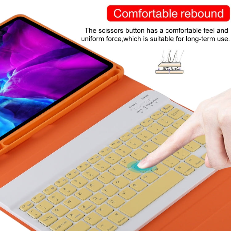 TG11B Detachable Bluetooth Yellow Keyboard + Microfiber Leather Tablet Case for iPad Pro 11 inch (2020), with Pen Slot & Holder (Orange) - For iPad Pro by PMC TechLife | Online Shopping South Africa | PMC TechLife | Buy Now Pay Later Mobicred