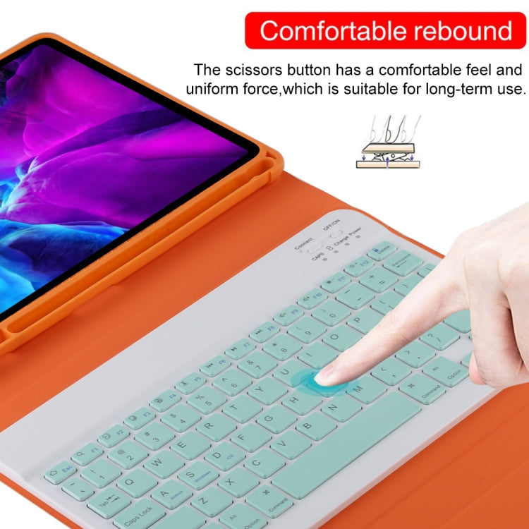 TG11B Detachable Bluetooth Green Keyboard + Microfiber Leather Tablet Case for iPad Pro 11 inch (2020), with Pen Slot & Holder (Orange) - For iPad Pro by PMC TechLife | Online Shopping South Africa | PMC TechLife