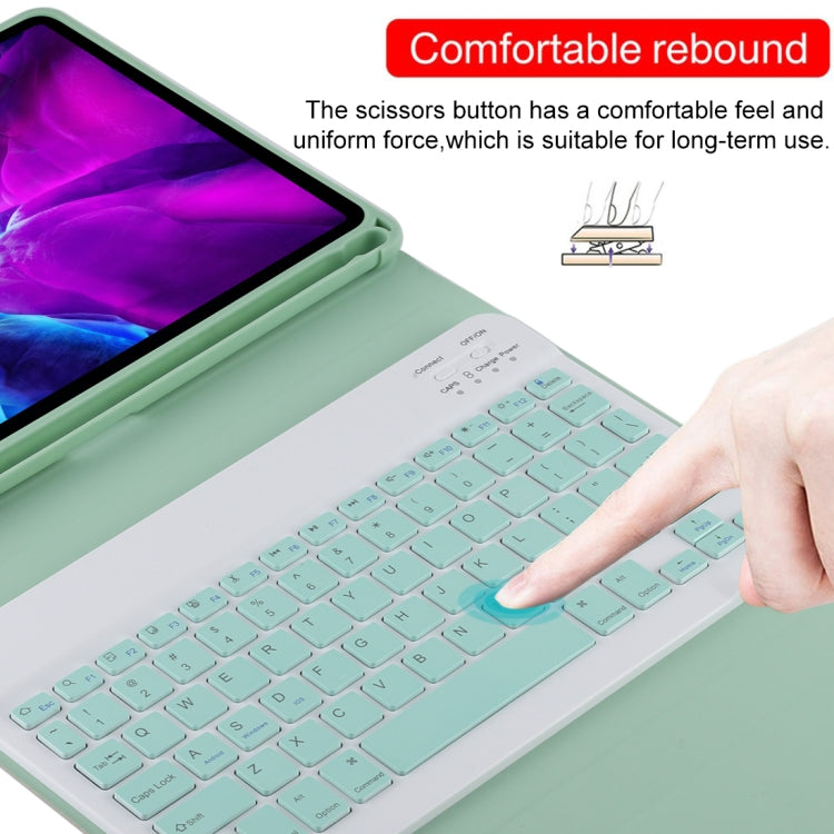 TG11B Detachable Bluetooth Green Keyboard + Microfiber Leather Tablet Case for iPad Pro 11 inch (2020), with Pen Slot & Holder (Green) - For iPad Pro by PMC TechLife | Online Shopping South Africa | PMC TechLife