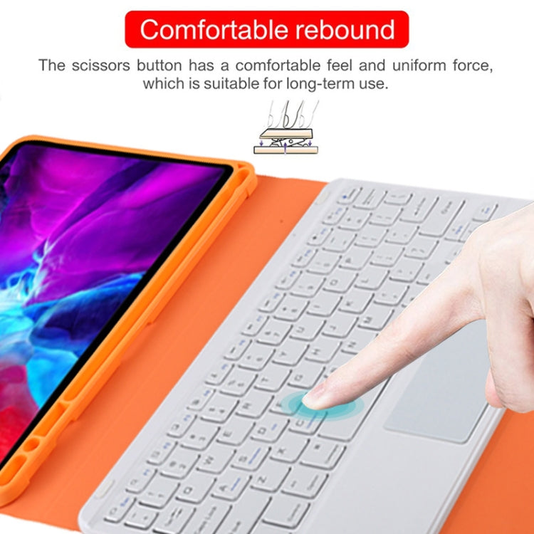 TG11BC Detachable Bluetooth White Keyboard Microfiber Leather Tablet Case for iPad Pro 11 inch (2020), with Touchpad & Pen Slot & Holder (Orange) - free shipping - PMC TechLife - Order now!