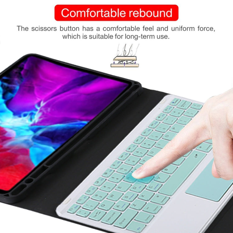 TG11BC Detachable Bluetooth Green Keyboard Microfiber Leather Tablet Case for iPad Pro 11 inch (2020), with Touchpad & Pen Slot & Holder (Black) - For iPad Pro by PMC TechLife | Online Shopping South Africa | PMC TechLife