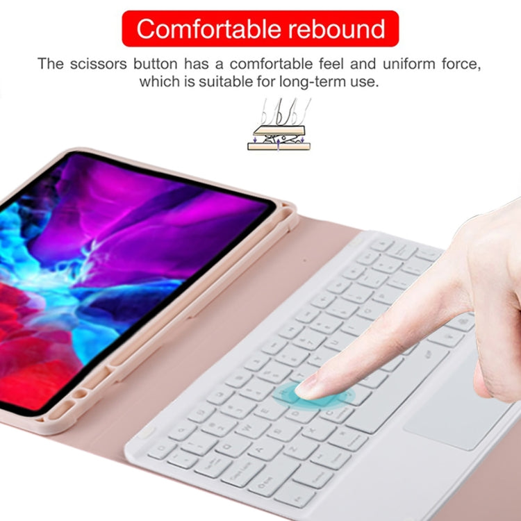 TG11BCS Detachable Bluetooth White Keyboard Microfiber Leather Tablet Case for iPad Pro 11 inch (2020), with Backlight & Touchpad & Pen Slot & Holder (Pink) - For iPad Pro by PMC TechLife | Online Shopping South Africa | PMC TechLife