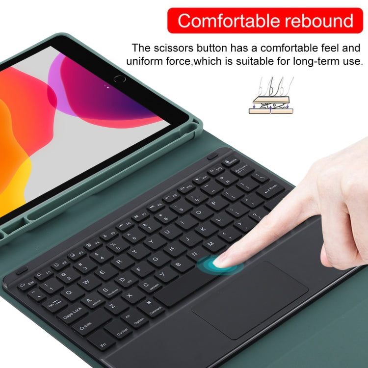 TG-102BCS Detachable Bluetooth Black Keyboard + Microfiber Leather Tablet Case for iPad 10.2 inch / iPad Air (2019), with Touch Pad & Backlight & Pen Slot & Holder (Dark Green) - For iPad Air by PMC TechLife | Online Shopping South Africa | PMC TechLife