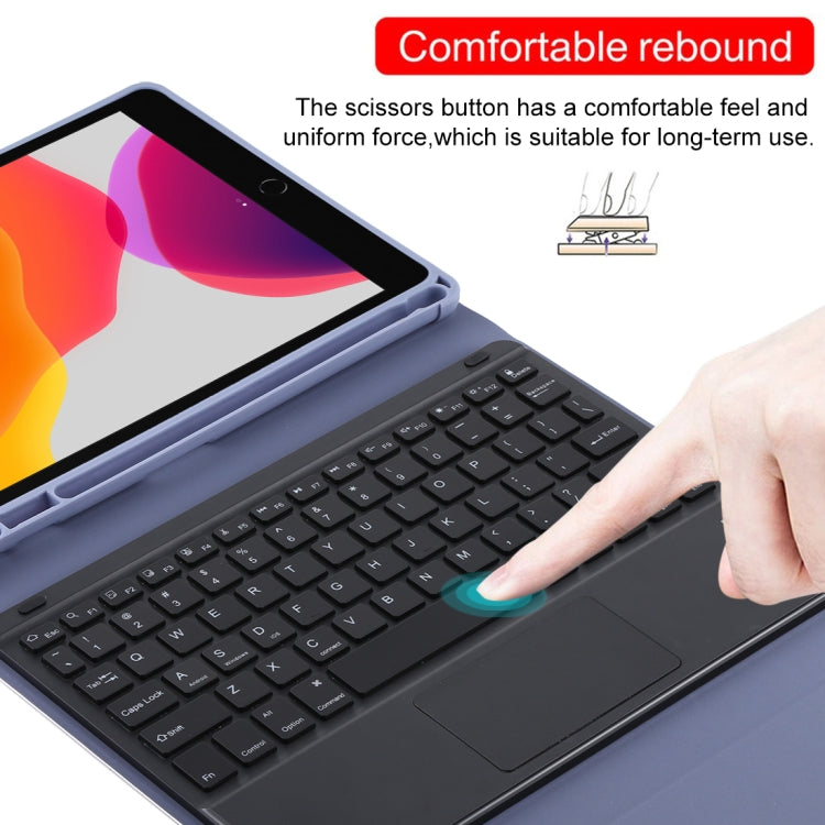 TG-102BCS Detachable Bluetooth Black Keyboard + Microfiber Leather Tablet Case for iPad 10.2 inch / iPad Air (2019), with Touch Pad & Backlight & Pen Slot & Holder (Purple) - For iPad Air by PMC TechLife | Online Shopping South Africa | PMC TechLife
