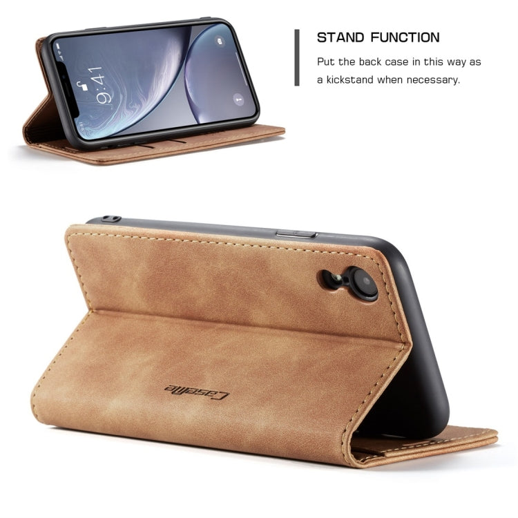 For iPhone XR CaseMe-013 Multifunctional Retro Frosted Horizontal Flip Leather Case with Card Slot & Holder & Wallet(Brown) - free shipping - PMC Jewellery - Order now!