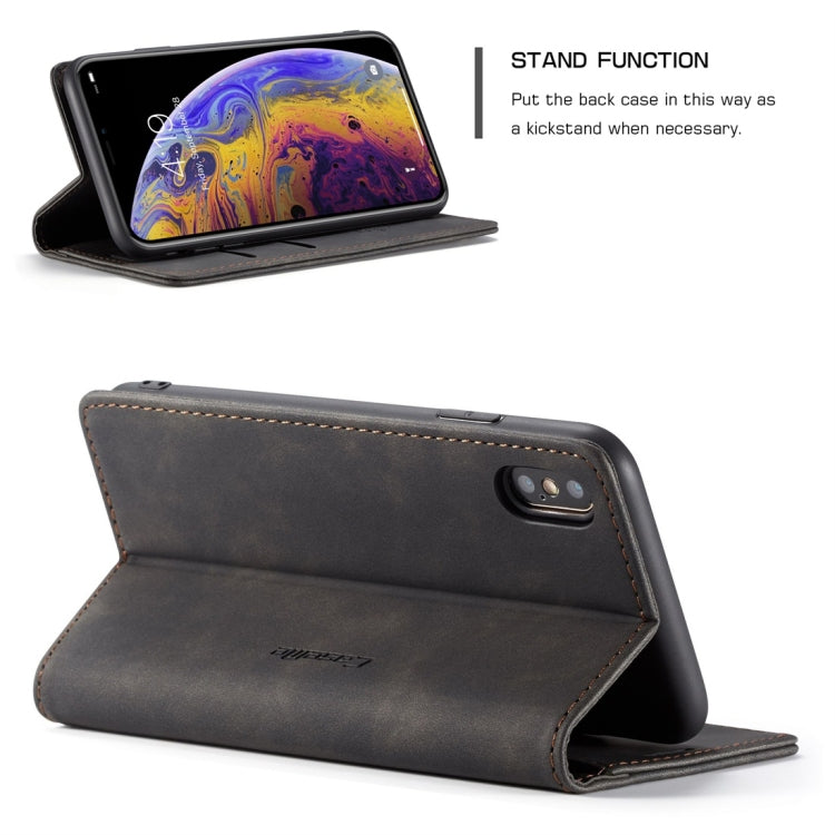 For iPhone X / XS CaseMe-013 Multifunctional Retro Frosted Horizontal Flip Leather Case with Card Slot & Holder & Wallet(Black) - free shipping - PMC Jewellery - Order now!