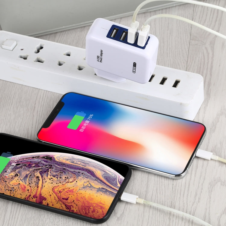 HT-CD03 15.5W 5V 3.1A 4-Port USB Wall Charger Travel Charger, EU Plug (White) - USB Charger by PMC Jewellery | Online Shopping South Africa | PMC Jewellery | Buy Now Pay Later Mobicred