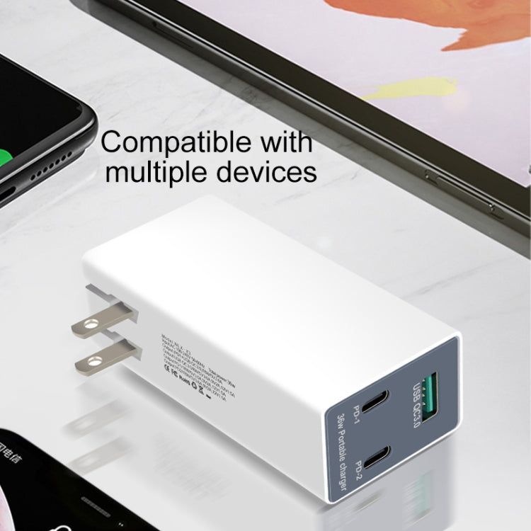 WLX-X3 36W 90 Degrees Foldable Pin Portable Multi-function USB Charger, US Plug - Multifunction Charger by PMC Jewellery | Online Shopping South Africa | PMC Jewellery | Buy Now Pay Later Mobicred