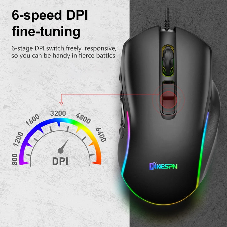 MKESPN X9 10 Buttons 7200DPI RGB Macro Definition Gaming Wired Mouse - free shipping - PMC Jewellery - Order now!