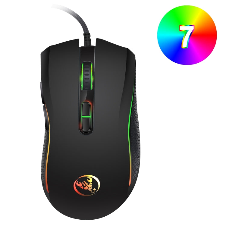 HXSJ A869 Colorful Glowing Wired Game 7-Keys 3200 DPI Adjustable Ergonomics Optical Mouse - Wired Mice by HXSJ | Online Shopping South Africa | PMC TechLife | Buy Now Pay Later Mobicred