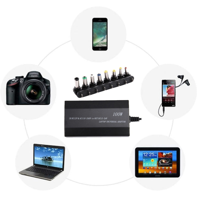 Laptop Notebook Power 100W Universal Charger with Car Charger & AC Power Adapter & 8 Power Adapters & 1 USB Port for Samsung, Sony, Asus, Acer, IBM, HP, DELL, AU Plug - Universal Power Adapter by PMC TechLife | Online Shopping South Africa | PMC TechLife | Buy Now Pay Later Mobicred