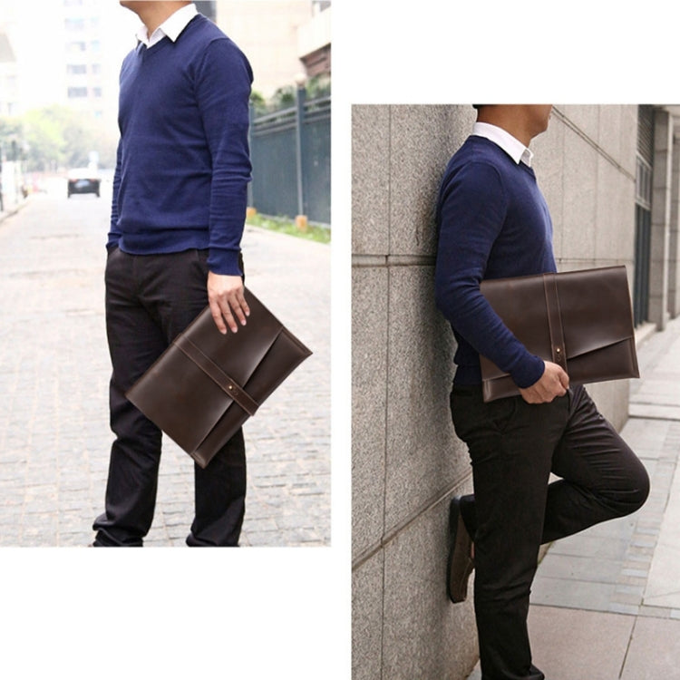 Universal Genuine Leather Business Power Adapter Laptop Tablet Bag with Cable Winder, For 12 inch and Below Macbook, Samsung, Lenovo, Sony, DELL Alienware, CHUWI, ASUS, HP(Coffee) - 12.1 inch by PMC TechLife | Online Shopping South Africa | PMC TechLife | Buy Now Pay Later Mobicred