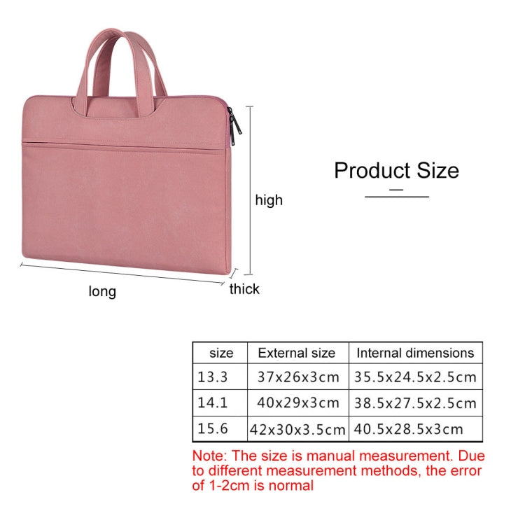 ST06 Waterproof PU Leather Zipper Hidden Portable Strap One-shoulder Handbag for 14.1 inch Laptops, with Suitcase Belt (Pink) - 14.1 inch by PMC TechLife | Online Shopping South Africa | PMC TechLife | Buy Now Pay Later Mobicred