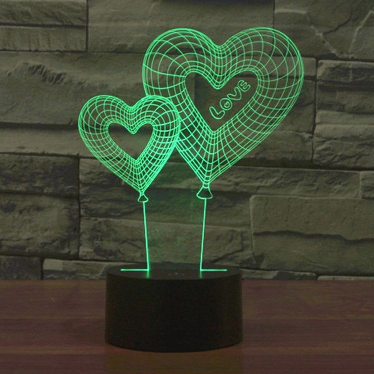 Double Heart Balloon Style 3D Touch Switch Control LED Light , 7 Color Discoloration Creative Visual Stereo Lamp Desk Lamp Night Light - Novelty Lighting by PMC TechLife | Online Shopping South Africa | PMC TechLife | Buy Now Pay Later Mobicred