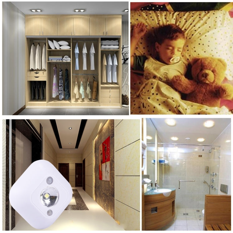White Light Mini Human Body Motion Induction Ceiling Night Light , Porch Wall Lamps for Cabinets / Bedroom / Bathroom / Living Room, Sensor Distance: 2-3m(White) - Sensor LED Lights by PMC TechLife | Online Shopping South Africa | PMC TechLife | Buy Now Pay Later Mobicred