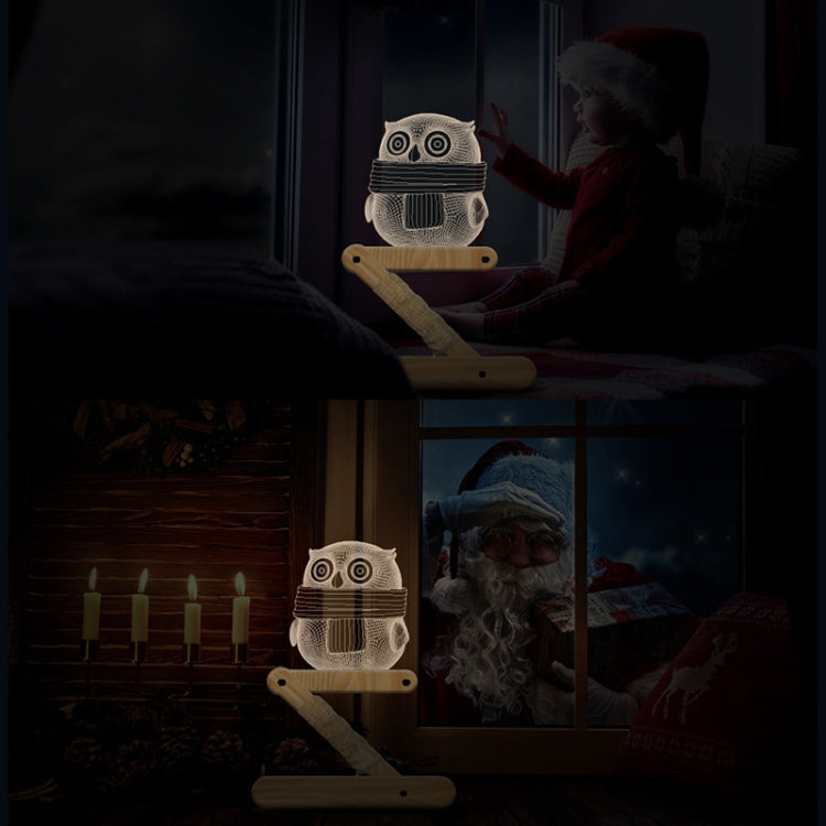 0.5W Children Bedroom Owl Folding Wood Lamp 3D Night Light (Warm Light) - Night Lights by PMc TechLife | Online Shopping South Africa | PMc TechLife | Buy Now Pay Later Mobicred