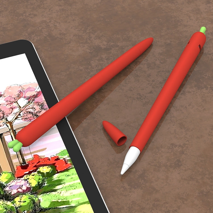 LOVE MEI For Apple Pencil 1 Carrot Shape Stylus Pen Silicone Protective Case Cover (Red) - Pencil Accessories by LOVE MEI | Online Shopping South Africa | PMC TechLife