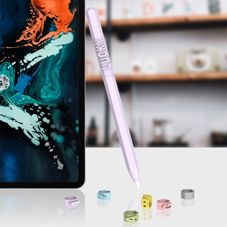 LOVE MEI For Apple Pencil 2 Number Letter Design Stylus Pen Silicone Protective Case Cover (Blue) - Pencil Accessories by LOVE MEI | Online Shopping South Africa | PMC TechLife