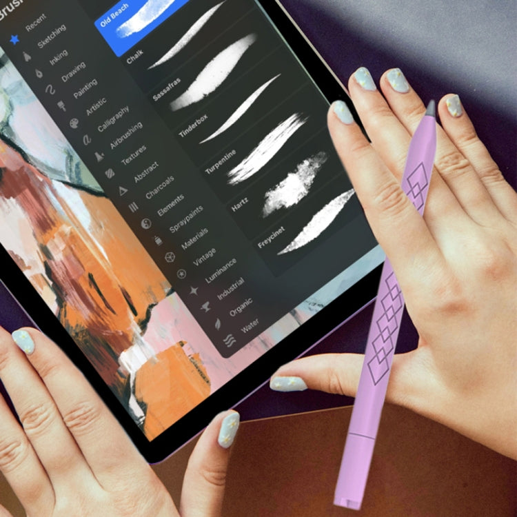For Apple Pencil (USB-C) Diamond Pattern Silicone Stylus Pen Protective Case (Light Purple) - Pencil Accessories by PMC Jewellery | Online Shopping South Africa | PMC Jewellery | Buy Now Pay Later Mobicred