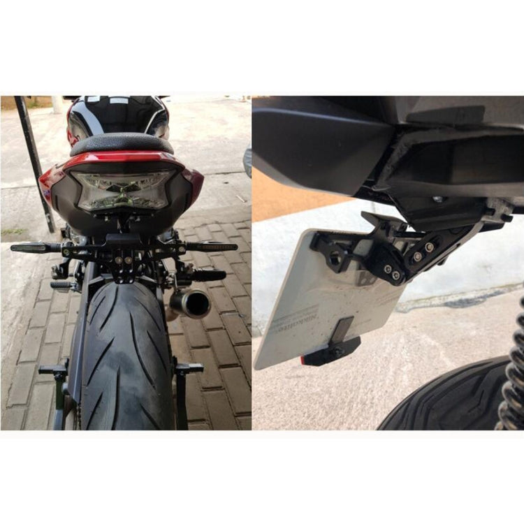 LPF013 Motorcycle Modification Accessories Universal Aircraft Shape Aluminum Alloy License Plate Bracket with LED Lights (Blue) - Others by PMC Jewellery | Online Shopping South Africa | PMC Jewellery | Buy Now Pay Later Mobicred