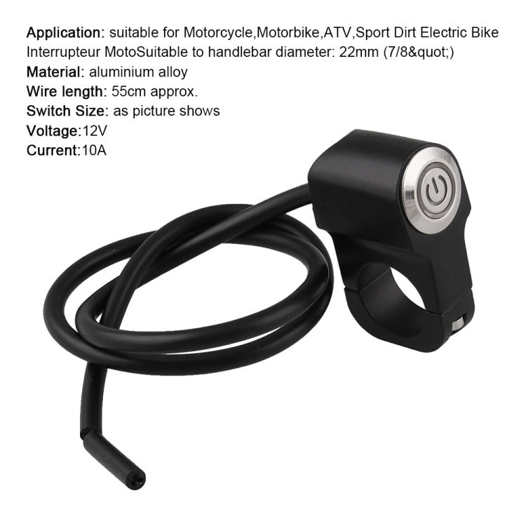 MB-BS001-R Motorcycle Motorcycle Switches 22mm Handlebar Mount Switch Headlight Hazard Brake Light Power Switch with Indicator Light (Red Light) - Electrical System by PMC Jewellery | Online Shopping South Africa | PMC Jewellery | Buy Now Pay Later Mobicred