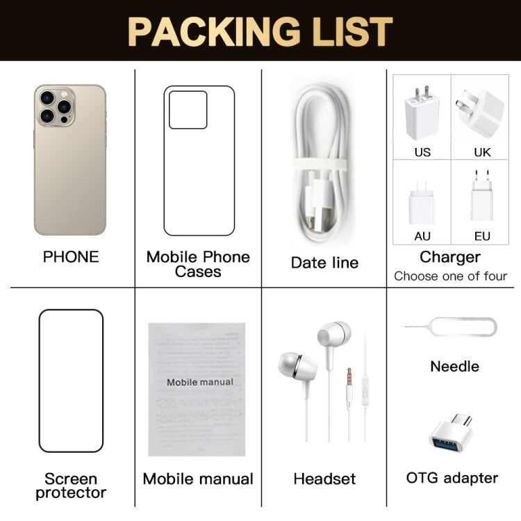 i16 Pro Max / Q5, 2GB+16GB, 6.5 inch Screen, Face Identification, Android 8.1 MTK6580P Quad Core, Network: 3G, Dual SIM, AU Plug (Gold) - by PMC Jewellery | Online Shopping South Africa | PMC Jewellery | Buy Now Pay Later Mobicred