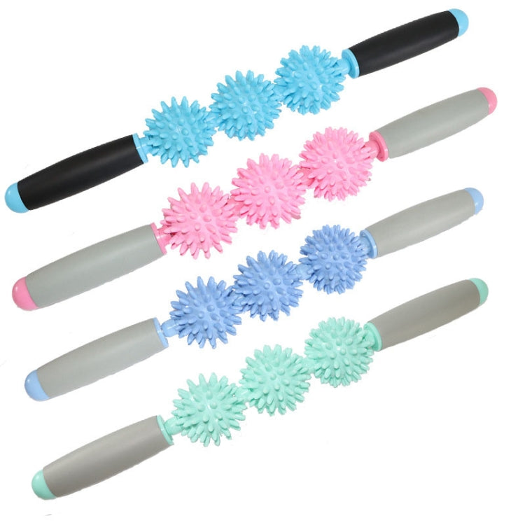 Yoga Health Care Triple Hedgehog Balls Neck Leg Hand Muscle Massage Stick(Blue) - free shipping - PMC TechLife - Order now!