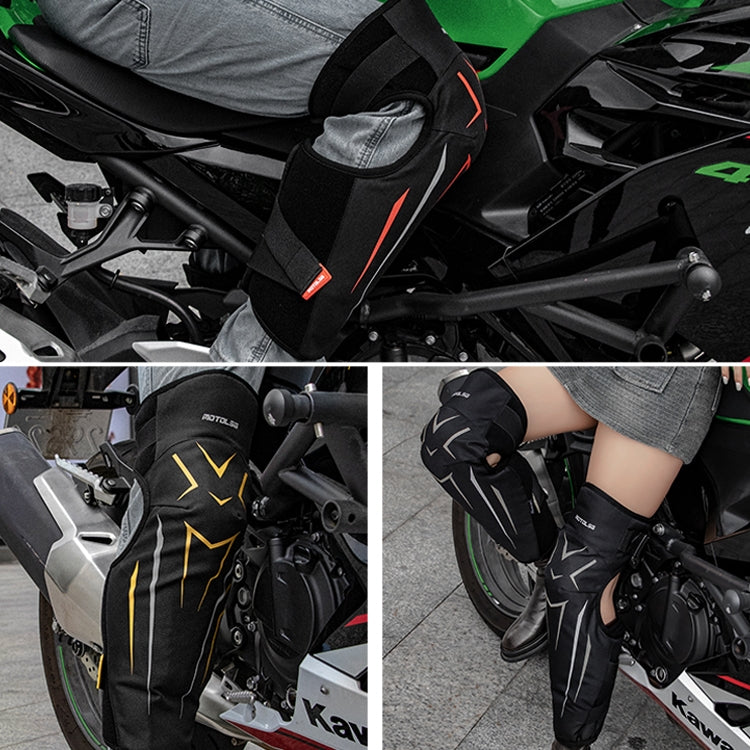 MOTOLSG 2 in 1 Knee Pads Motorcycle Bicycle Riding Warm Fleece Soft Protective Gear with CE Protector (Black Yellow) - free shipping - PMC TechLife - Order now!