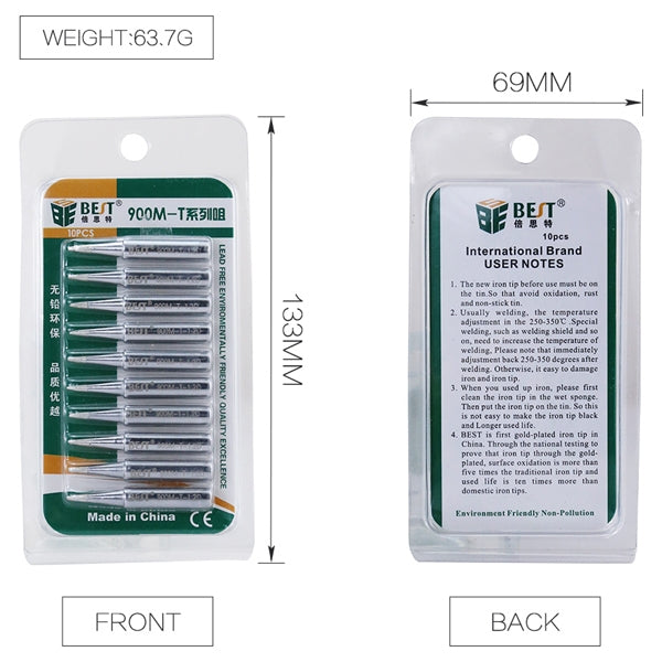 10 PCS BEST Lead Free Series Soldering Tip Welding Contact Head 900M-T-B - Soldering Iron Tip by BEST | Online Shopping South Africa | PMC TechLife | Buy Now Pay Later Mobicred